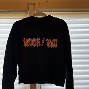Chicka-d Black Texas Longhorns "Hooke em" Cropped Crewneck Sweatshirt